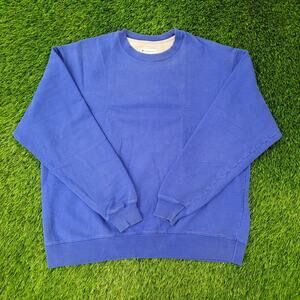 Champion Blank C-Logo Sweatshirt XL 25x26 Cropped Baggy Blue